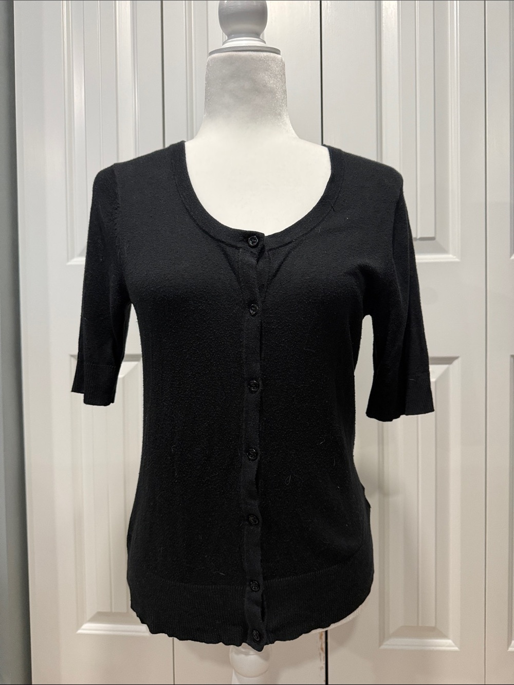 Merona Black Short-Sleeve Button-Front Cardigan